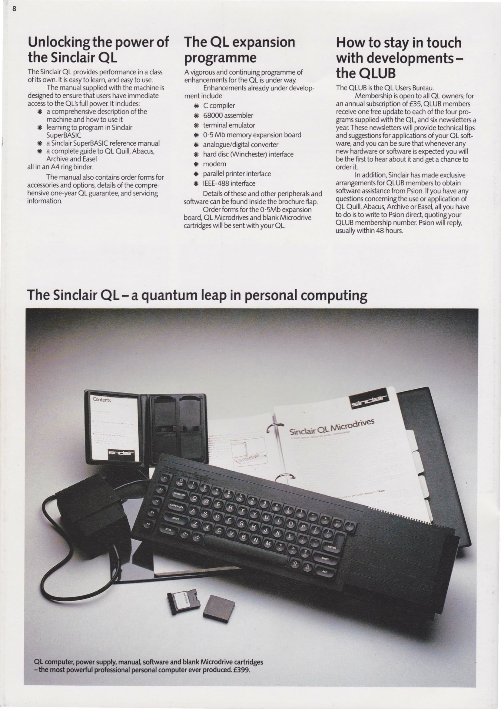 Sinclair QL Launch Press Kit page 10