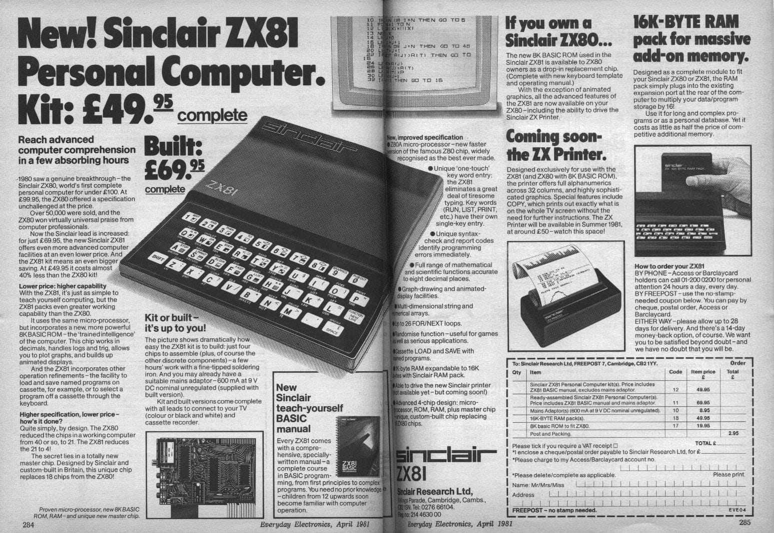 ZX81 Advert